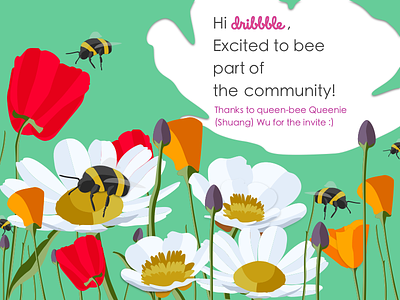 Excited to bee part of the community bees custom design floral art flowers flowers illustration illustration player savethebees wildflowers