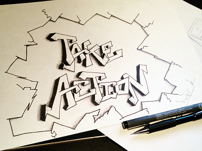 Take Action 2 alphabet art darold pinnock daroldpinnock design dpcreates draw drawing sketch typography