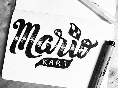 MarioKart Lettering alphabet darold pinnock dpcreates drawing lettering letters logo logotype mario pinnock typography video games