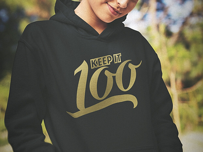 Keep It 100! apparel branding celebration clothing design design limited edition podcast streetwear tshirt typography