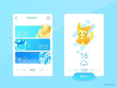 Pikachu Pickup app design ui