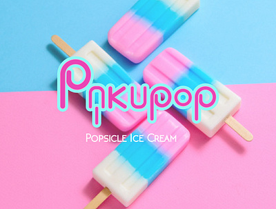 Pakupop Ice Cream Popsicle Logo Design design flat graphicdesign icon illustration logodesign milkshake minimal store typography