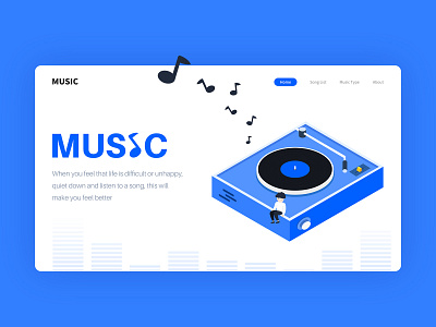 music android app blue illustration ios app mobile music people web design