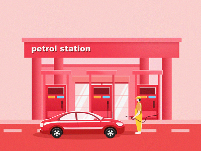 petrol station car illustration petrol station