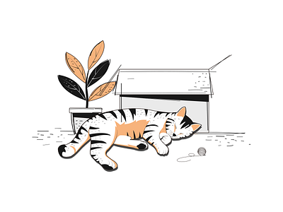 sleepingcat app cat design illustration ios app mobile potted plant sleeping ui