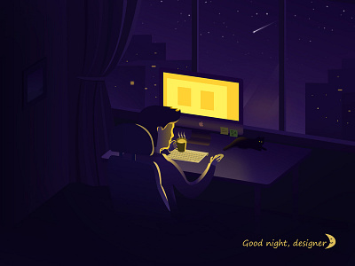 Good night, designer illustration