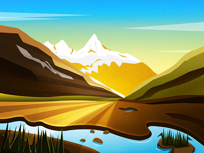 Natural scenery design illustration ui