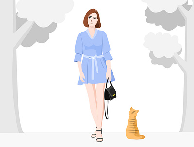 girl and cat cat girl illustration ui