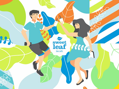 Sweet Leaf Bubble Tea character design illustration tea vector