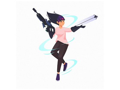 Gift Art for Alex as Overwatch Widowmaker Main character design coreldraw illustration vector