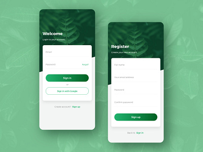 Login - Signup screen app design concept v2