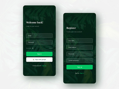 Login - Signup screen app design concept v3