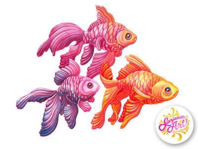 Goldfish animal art childrens book fauna fish fish tank goldfish illustration ink paint painting rainbow spot illustration water color water colors watercolor watercolor collection watercolour watercolour painting