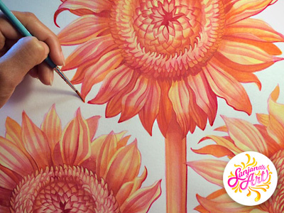 Sunflowers botanical childrens book flora floral flower illustration ink paint painting rainbow spot illustration sunflower sunflowers water color water colors watercolor watercolor collection watercolour watercolour painting