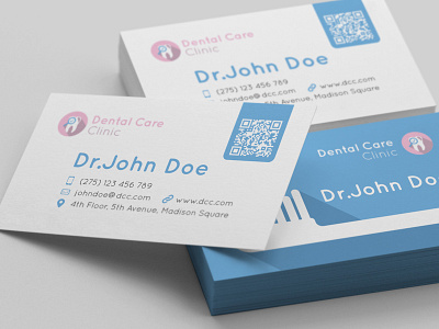 Dentist Business Card business business card card dental dentist flat long shadow printing template