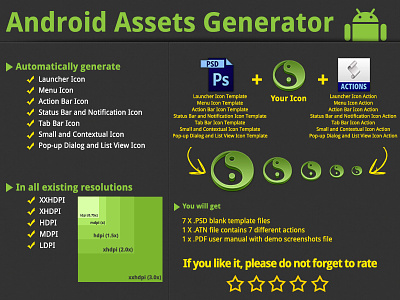 Android Assets Generator android assets bar designer drawable generator gui hdpi icon icons xhdpi launcher ldpi mdpi menu pop up resolution tab ui