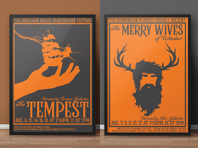 Poster Series: Cowichan Valley Shakespeare Festival design illustration merry wives poster print promotion shakespeare tempest theater theatre type