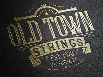 Old Town Strings Logo Design banjo bc branding canada design graphic design guitar illustration jesse ladret logo malc malcontent creative print type typeography vancouver island vector victoria victoria bc violin