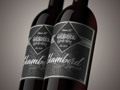 Label Design: Highrock Distillery, Chambord Liqueur branding brewery canada label liquor packaging print typeography vancouver island victoria bc winery yyj