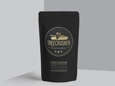 Logo & branding Design: TreeCrusher Cannabis branding cannabis packaging graphic design graphic designer illustrator jesse ladret mackenzie bc malcontent creative print vancouver island victoria yyj