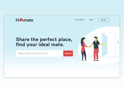 Hoomate: Landing Page doodle ui ux visual design