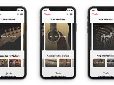 Fender Mobile Experience app design designapp fender guitar ui ux ux design