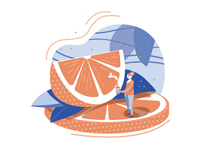Orange urge character food fruit girl illustration orange vector