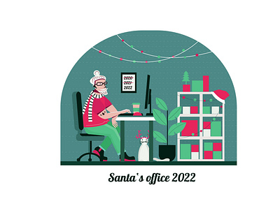 Santa's office 2022 character christmas christmas character illustration new year samta claus vector