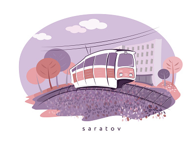 Autumn Tram autumn autumnart city cityart design illustration tram transport vector