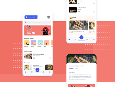 Food app delivery design illustration interaction japanese food ui ux