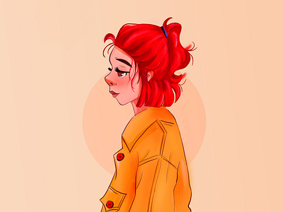 Red hair digital illustration digitalart drawing illustration minimalism newstyle redhair