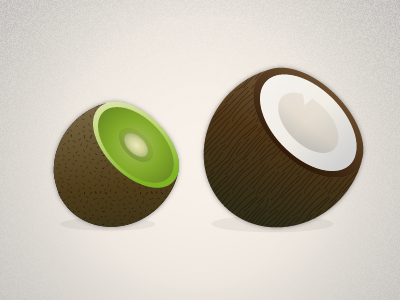 Kiwi and coconut coconut cut icon kiwi