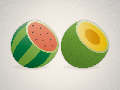 Watermelon and melon fruit icon melon watermelon