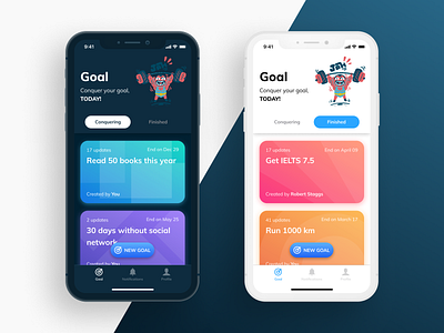 Goal Tracker App app clean dark mode goal minimal mobile productivity ui ux