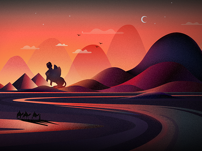 Desert color desert design hills illustraion landscape moutain sunset