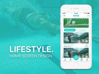Lifestyle | Home Screen Design branding design home interaction design life aquatic lifestyle photography ui uiux ux