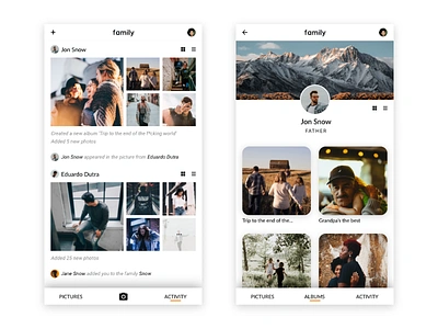 Family - social network app appdesign appinterface dailyuichallenge family pictures sharing socialnetwork ui ux webdesign