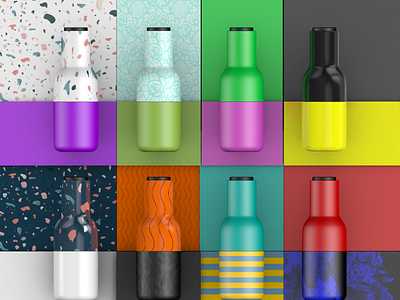 Bottles 3d branding bright design illustration poster render