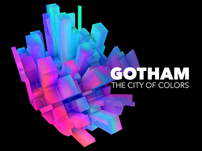 Gotham 3d bright minimalistic poster