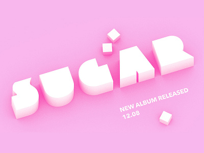 Sugar 3d cover kawaii lettering logo minimalism pink render