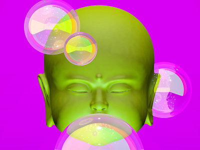 Buddha Head 3d acid buddha illustration render sacred