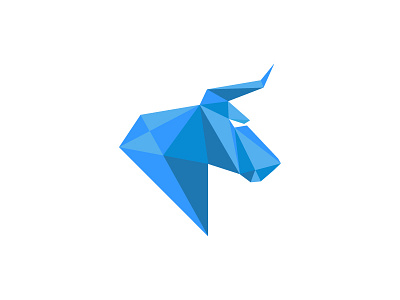 Bull blue bull logo polygon
