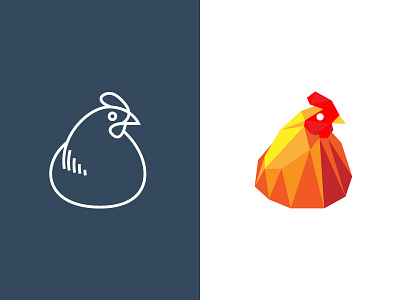 One hen, two logos flat hen illustrator logo polygon