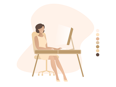At the office color palette employee girl graphic design illustration minimalist nude office simple