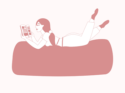 Reading chilling drawing girl graphic design illustration magazine pink reading simple