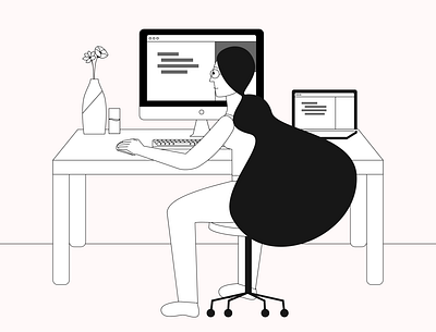 Home office coding girl graphic design illustration laptop minimalist quarantine simple working working from home