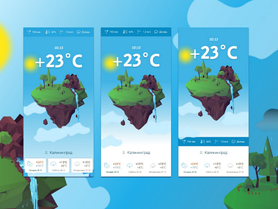 Weather mobile 3d cloud cold island mobile style sun weather