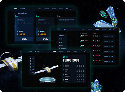 Space game ui 3d app blender3d design game ui ux