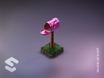 Mailbox 3d blender c4d cinema4d design dribbble envelope graphicdesign grass green isometric letter mail mailbox metal object pink solosalsero wood