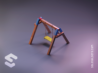 Swing 3d blender c4d cinema4d color columpio design graphicdesign isometric object rope solosalsero swing wooden